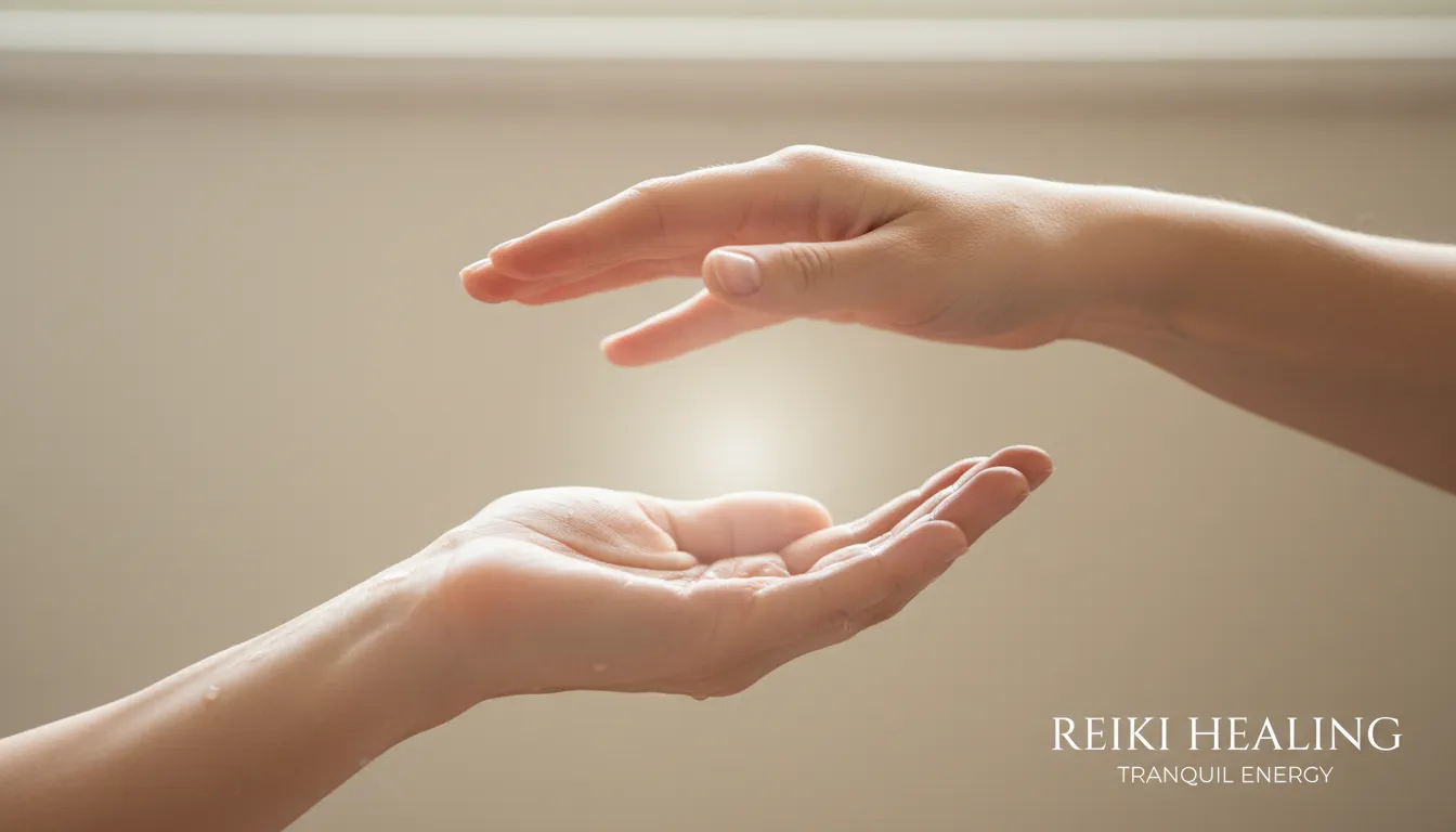 Terapia de reiki com transmissão de energia, evidenciando tranquilidade