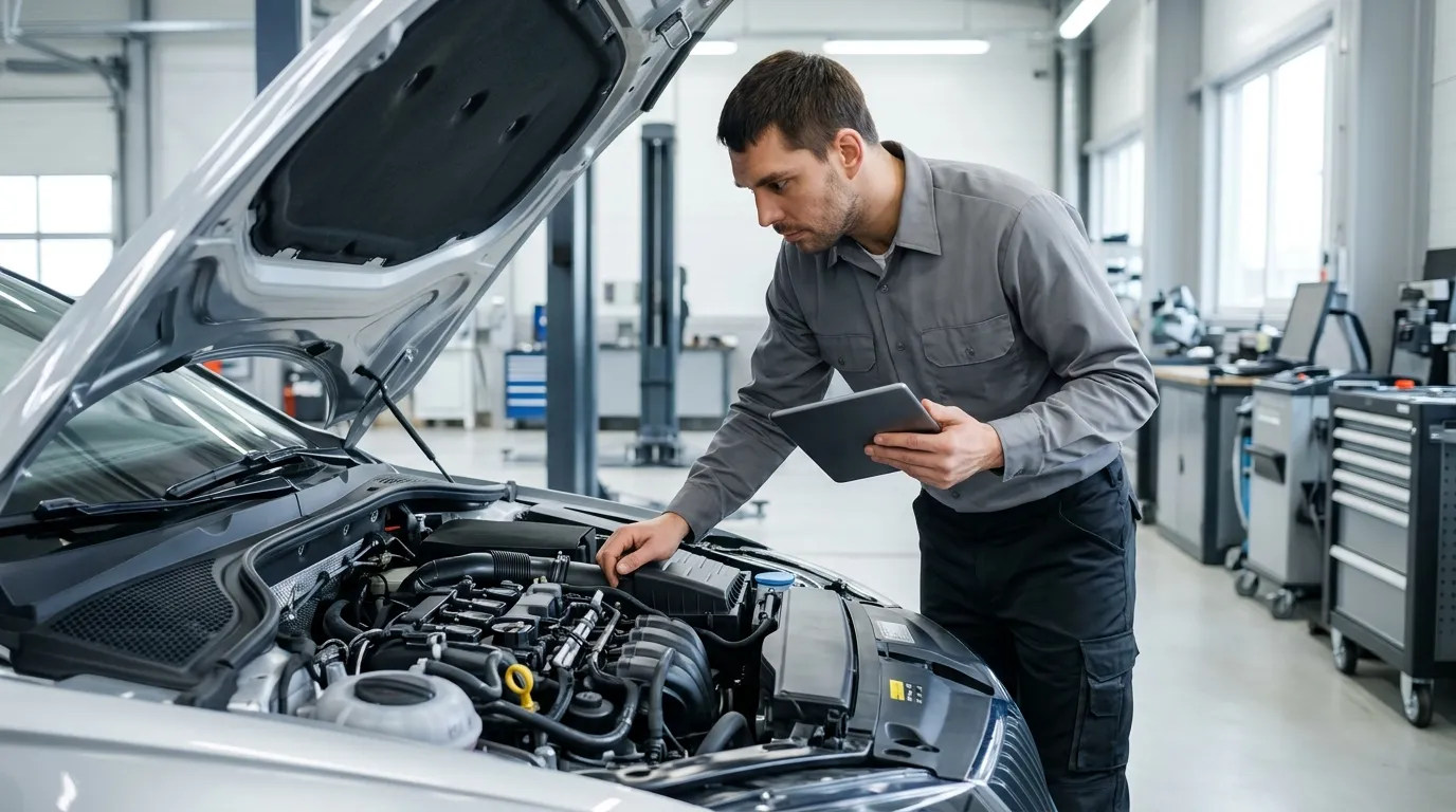 Vistoria automotiva detalhada evitando motivos para recusa de refinanciamento de veículo.