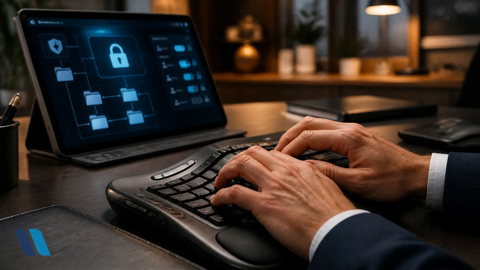 Controle de permissões e segurança com assistente de IA para empresas em ambiente corporativo seguro.
