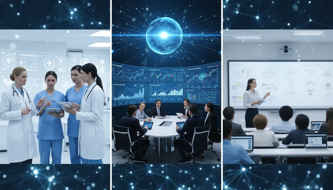 Claude Opus 4.6: profissionais de saúde, finanças e educação otimizando fluxos de trabalho e tomando decisões.