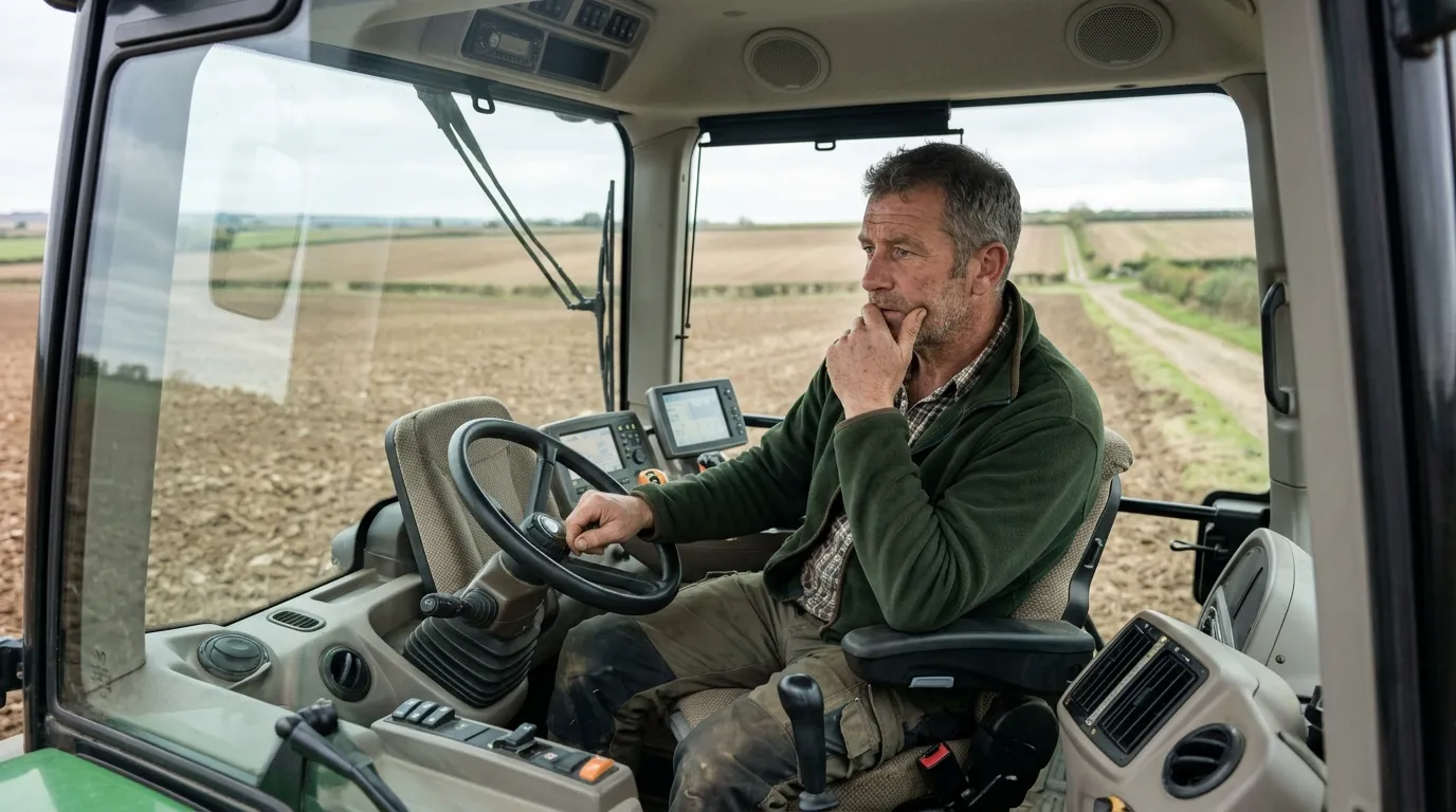 Produtor preocupado na cabine pois mercado maquinas agricolas permanece instavel.