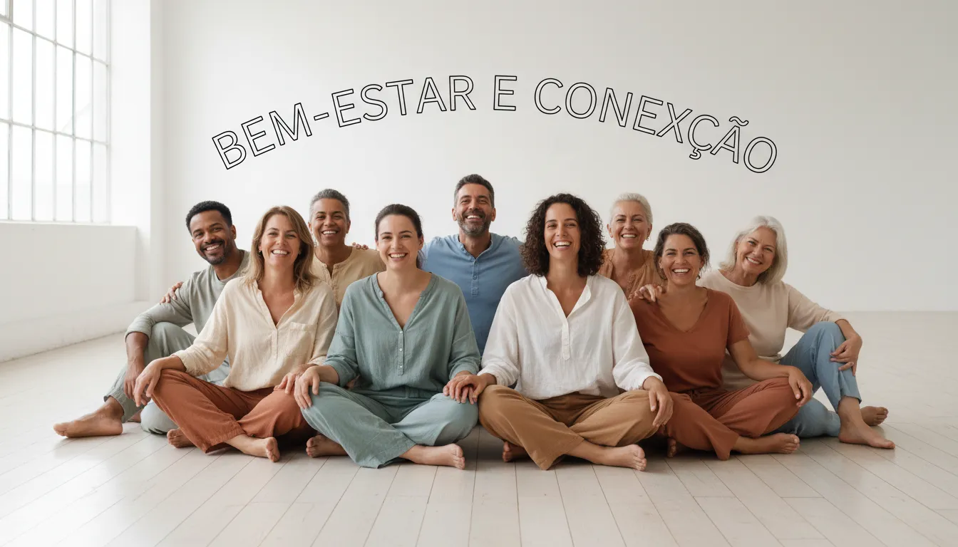 Pessoas sorridentes demonstrando bem-estar e harmonia após vivência terapêutica energética.