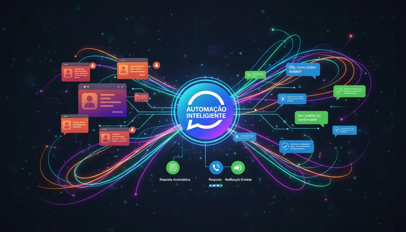 Representação de automação e interações no WhatsApp.