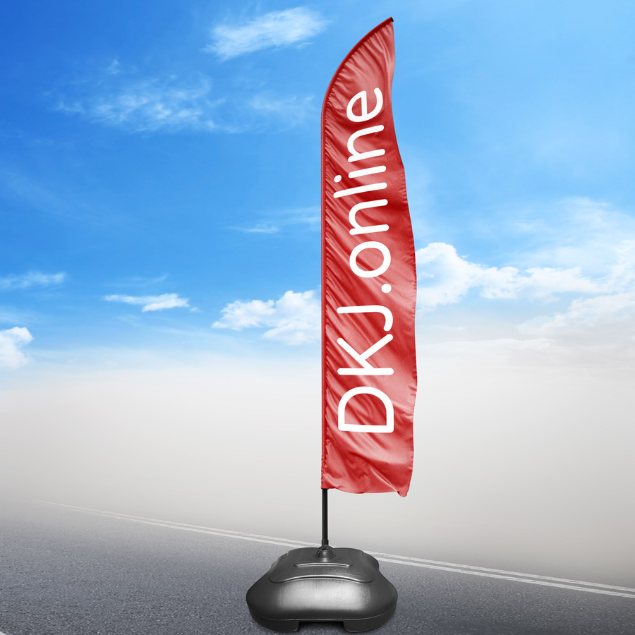 Wind-banner com base quadrada em uso