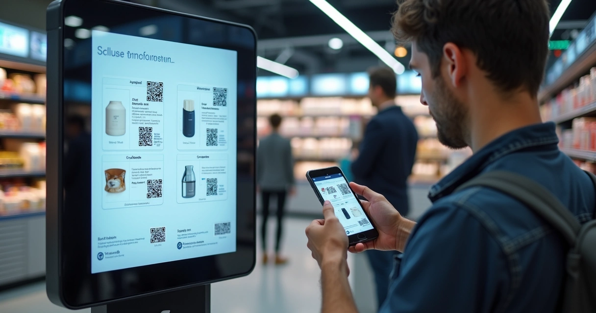 exposição de produtos com totem interativo e QR code